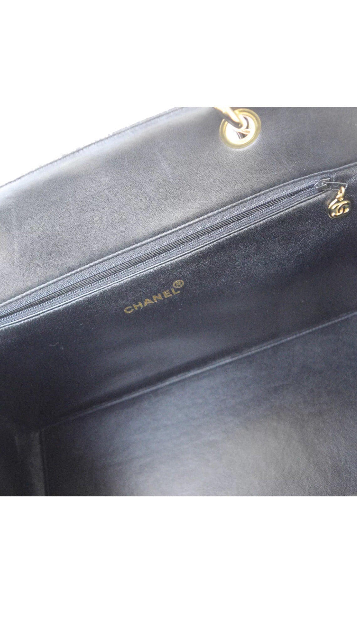 Auth CHANEL Grand Shopper Tote (GST) Black Lambskin Leather Handbag