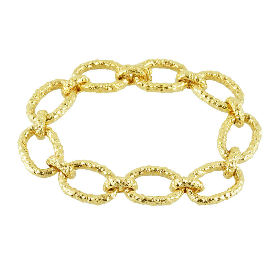 Van Cleef & Arpels 18KT Yellow Gold Large Textured Oval Link Bracelet