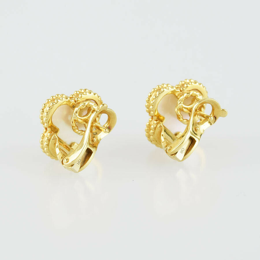 Van Cleef &amp; Arpels Vintage alhambra 18K Yellow Gold750 Shell earring