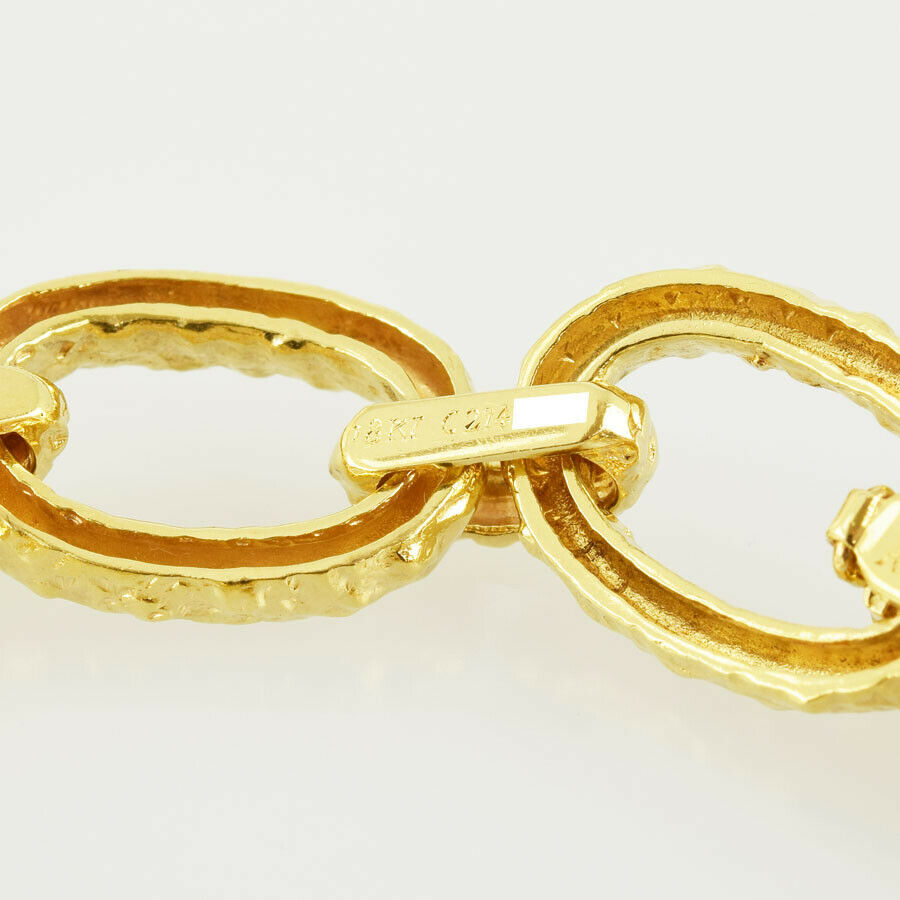 Van Cleef & Arpels 18KT Yellow Gold Large Textured Oval Link Bracelet