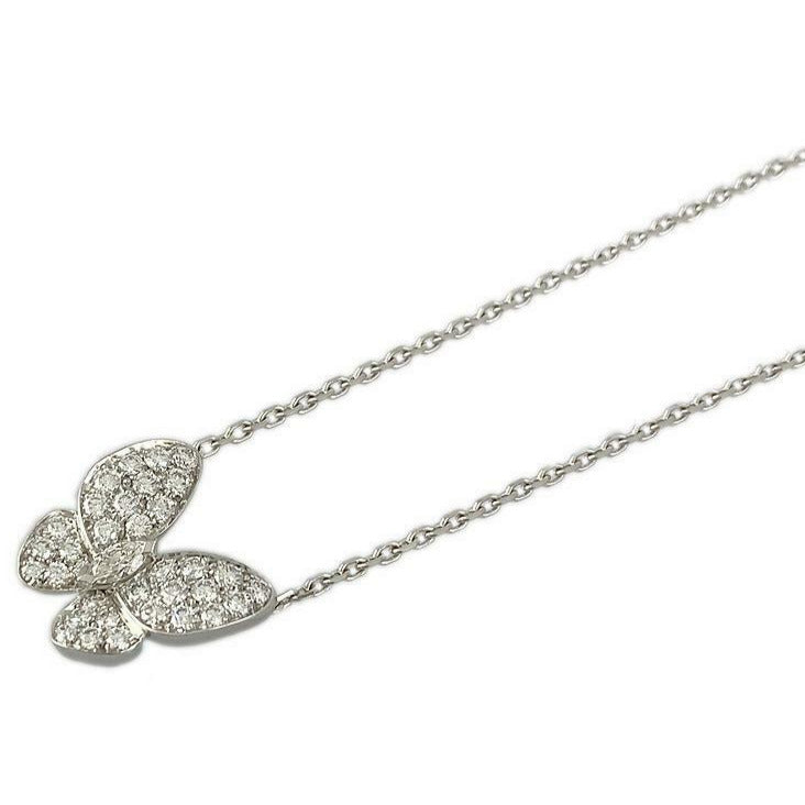 Van Cleef & Arpels Diamond Two Butterfly 18KT White Gold Papillon Necklace