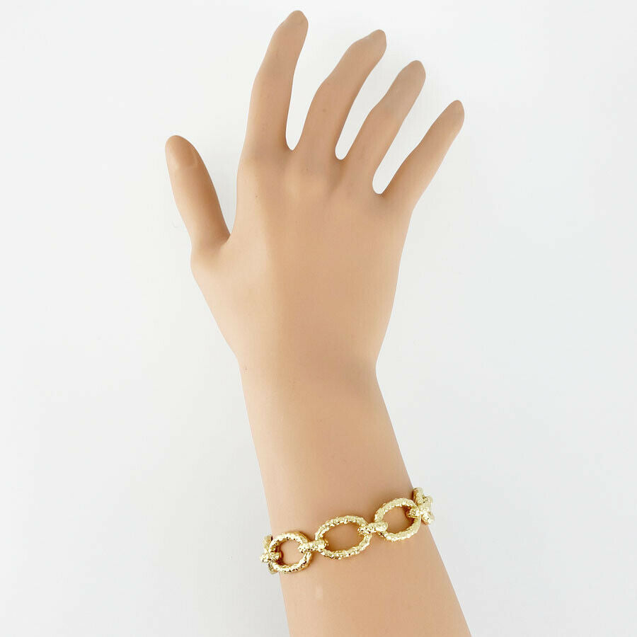 Van Cleef & Arpels 18KT Yellow Gold Large Textured Oval Link Bracelet