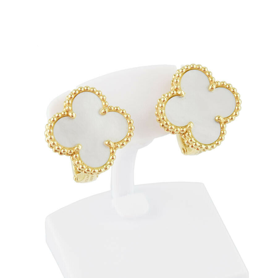 Van Cleef &amp; Arpels Vintage alhambra 18K Yellow Gold750 Shell earring