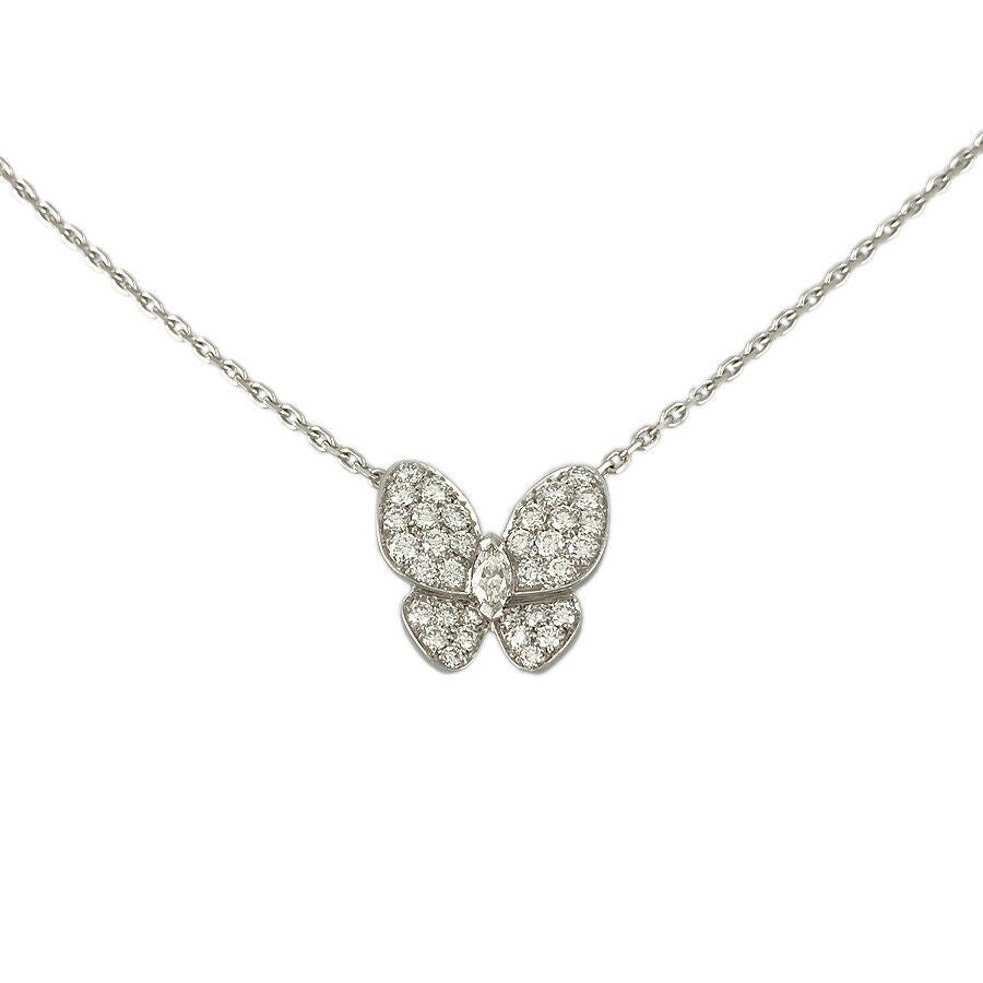 Van Cleef & Arpels Diamond Two Butterfly 18KT White Gold Papillon Necklace