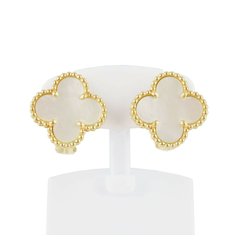 Van Cleef &amp; Arpels Vintage alhambra 18K Yellow Gold750 Shell earring